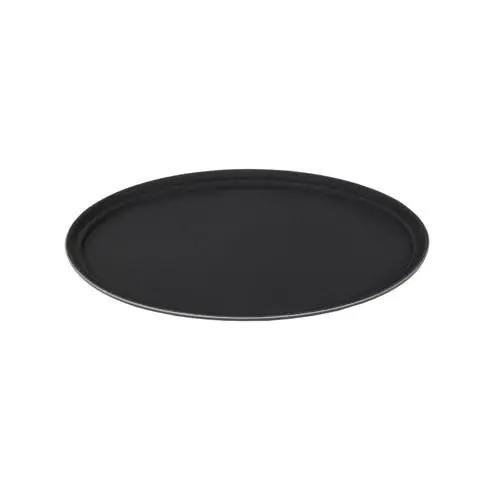 Winco Tfg-2622K 26" X 22" Oval Black Non-Slip Serving Tray 1