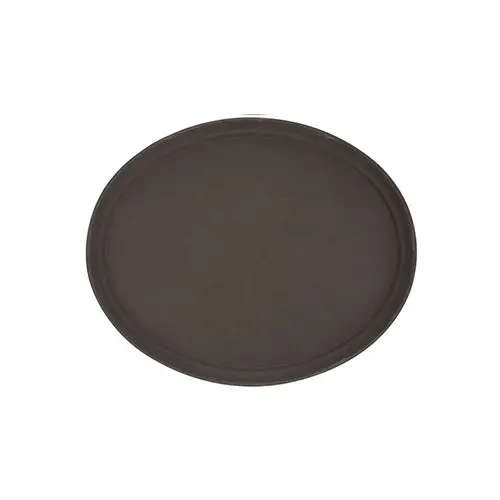 Winco Trh-2722 Non-Slip Oval Brown Rubber-Lined Plastic Serving Tray (22" X 27") 1