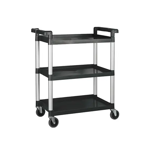 Winco Uc-2415K Heavy-Duty 3-Shelf Black Plastic Utility Cart (16" X 32") 1